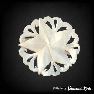 Vintage Bethlehem Mother of Pearl Carved Star Brooch – Handcrafted Souvenir Pin